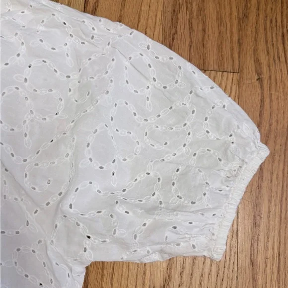 Paris Atelier & Other Stories white cotton eyelet loose-fit blouse puff sleeve 0 - Picture 8 of 11